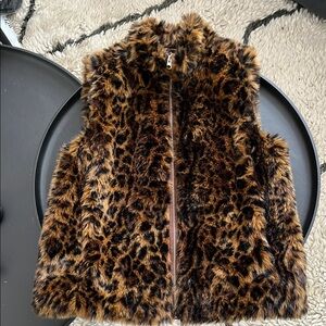 Leopard Print Faux Fur Vest